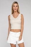 Zenana Casual Ribbed Scoop Neck Cropped Sleeveless Top - Rosa Apparel