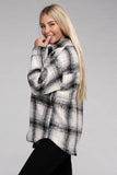 Ambiance Cozy Plaid Flannel Regular Fit Collar Shacket - Rosa Apparel
