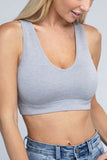 Ambiance Trendy Ribbed V-Neck Cropped Pullover Tank Top - Rosa Apparel