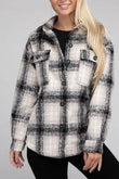 Ambiance Cozy Plaid Flannel Regular Fit Collar Shacket - Rosa Apparel