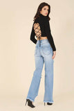 Lilou Mock Neck Lace-Up Open Back Long Sleeves Top - Rosa Apparel