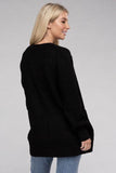 Zenana Low Gauge Waffle Open Cardigan Sweater - Rosa Apparel