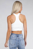 Zenana Sporty Ribbed Cropped Racerback V-Neck Sleeveless Tank Top - Rosa Apparel