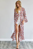 Davi & Dani Printed Long Sleeve Loose Kimono - Rosa Apparel