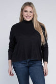 Ambiance Plus Drop Shoulder Long Sleeve Mock Neckline Sweater - Rosa Apparel