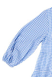 Lilou Gingham Checked Tiered Puff 3/4 Sleeves V-Neck Mini Dress - Rosa Apparel