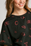 Umgee Full Size Game Day French Terry Graphic Top Plus Size - Rosa Apparel