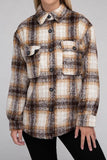 Ambiance Cozy Plaid Flannel Regular Fit Collar Shacket - Rosa Apparel