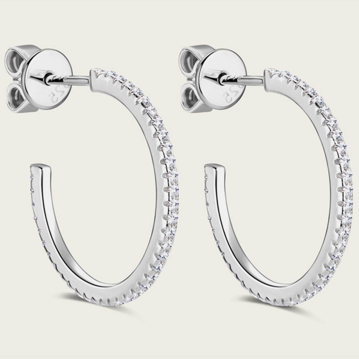 Inlaid Moissanite 925 Sterling Silver C-Hoop Earrings - Rosa Apparel