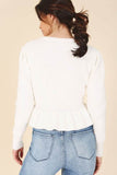 Lilou Peplum Round Neck Long Sleeves Strech Sweater Top - Rosa Apparel