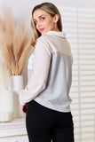 Double Take Color Block Curved Hem Shirt - Rosa Apparel