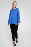 Zenana Ribbed Brushed Melange Hacci Henley Sweater - Rosa Apparel