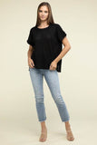 Zenana Brushed Waffle Exposed-Seam Short Sleeve Top - Rosa Apparel