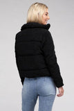 Ambiance Cozy Corduroy Zip-Up High Collar Jacket - Rosa Apparel