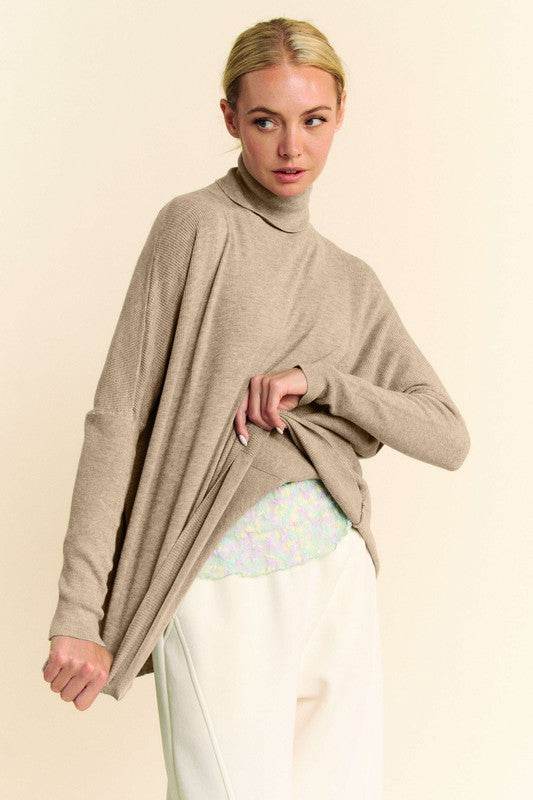 Davi & Dani Turtleneck Long Sleeve Knit Top Sweater - Rosa Apparel