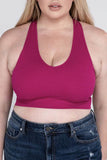 Zenana Plus Ribbed Cropped Racerback V-Neck Tank Top - Rosa Apparel
