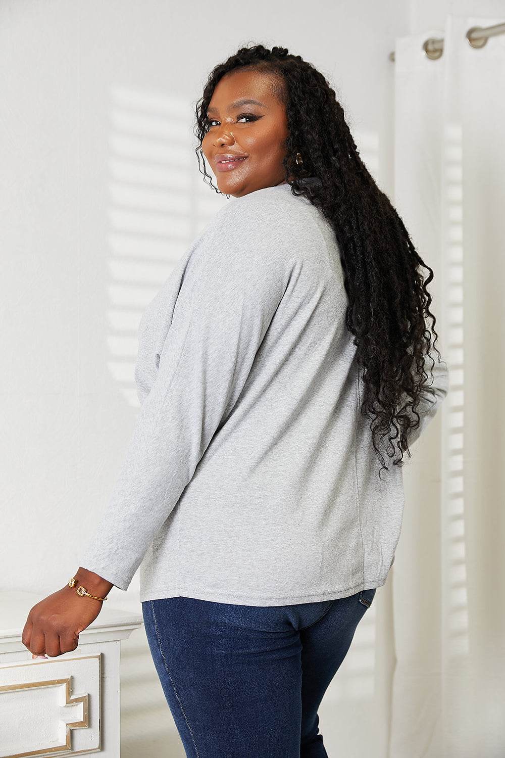 Double Take Seam Detail Round Neck Long Sleeve Top - Rosa Apparel
