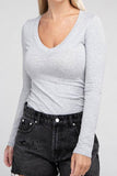 Ambiance Essential V-Neck Long Sleeve Polo T-Shirt - Rosa Apparel