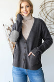 Heimish Full Size Long Sleeve V Neck Button Down Cardigan - Rosa Apparel