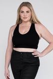 Zenana Plus Ribbed Cropped Racerback V-Neck Tank Top - Rosa Apparel