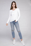 Zenana Cotton V-Neck Long Sleeve T-Shirt - Rosa Apparel
