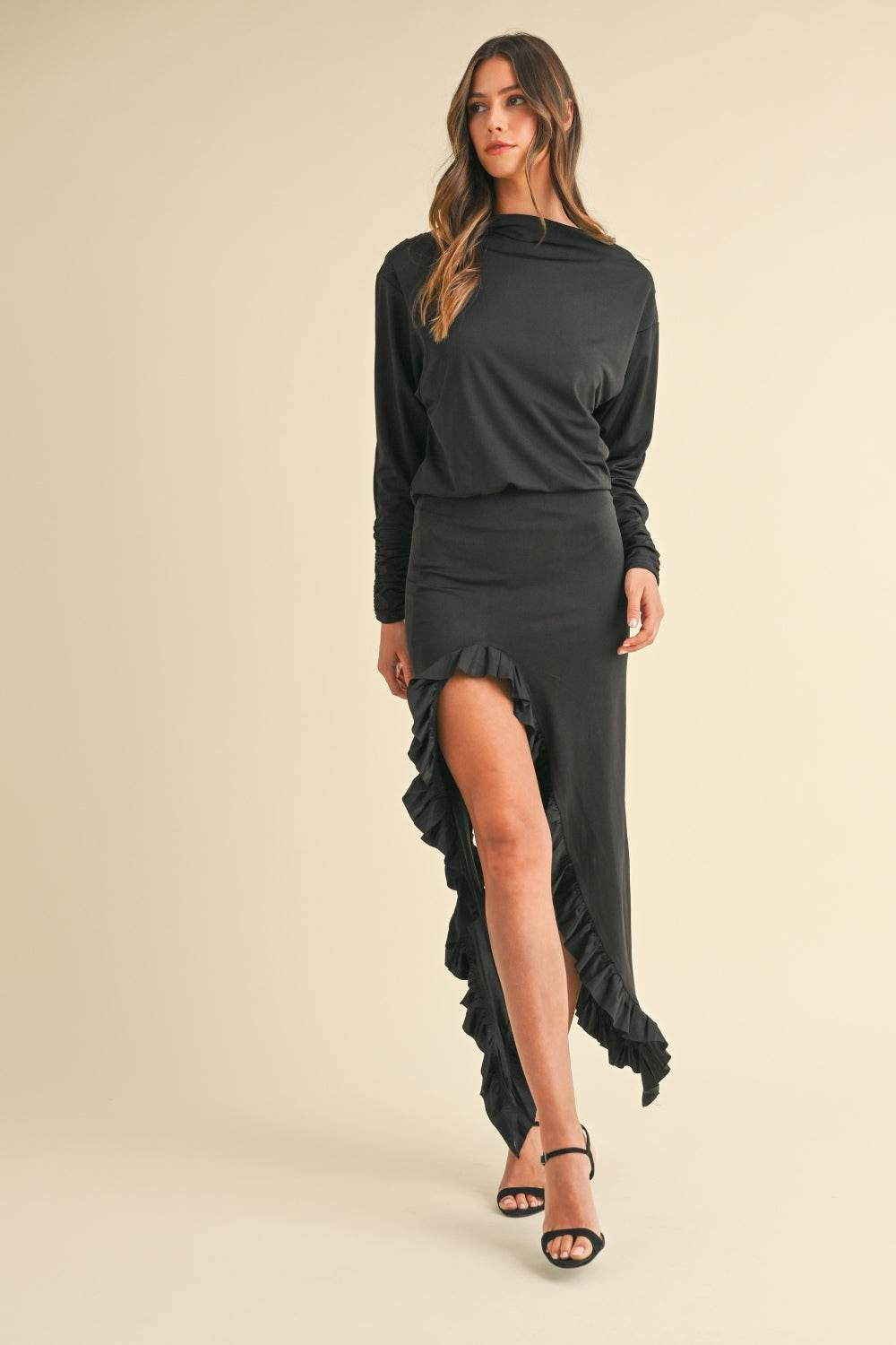 Mable Backless Asymmetric Ruffle Hem Dress - Rosa Apparel