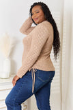 Double Take Drawstring Ribbed Long Sleeve T-Shirt - Rosa Apparel