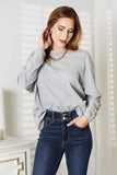 Double Take Seam Detail Round Neck Long Sleeve Top - Rosa Apparel