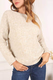 Lilou Oversize Cable Long Sleeves Boatneck Stretch Sweater - Rosa Apparel