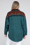 Davi & Dani Plus Printed Button Down Long Sleeve Jacket - Rosa Apparel