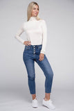 Zenana Ribbed Turtle Neck Long Sleeve Top - Rosa Apparel