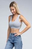 Ambiance Trendy Ribbed V-Neck Cropped Pullover Tank Top - Rosa Apparel