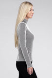 Zenana Ribbed Turtle Neck Long Sleeve Top - Rosa Apparel