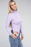 Ambiance Long-Sleeve Turtleneck Strechy Bodysuit - Rosa Apparel