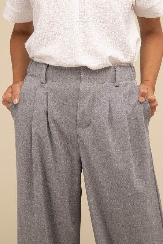 Lilou Waffle Trouser Knit Fabric Formal Pants - Rosa Apparel