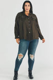 Davi & Dani Plus Distressed Hem Button Down Oversize Shirt - Rosa Apparel