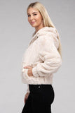 Ambiance Fluffy Zip-Up Teddy Sweater Hoodie - Rosa Apparel