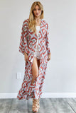 Davi & Dani Printed Long Sleeve Loose Kimono - Rosa Apparel