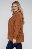 Zenana Plus Brushed Melange Drop Shoulder Sweater - Rosa Apparel