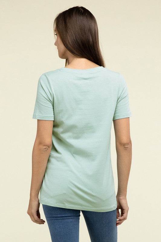 Zenana Casual Cotton V-Neck Short Sleeve T-Shirts - Rosa Apparel