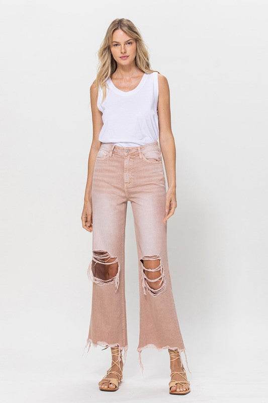 VERVET 90's Vintage Crop Flare Denim Jeans - Rosa Apparel