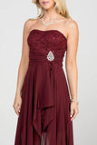 LA SCALA Open Back Lace and Chiffon Surplice Elegant Dress - Rosa Apparel