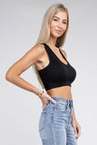 Zenana Sporty Ribbed Cropped Racerback V-Neck Sleeveless Tank Top - Rosa Apparel