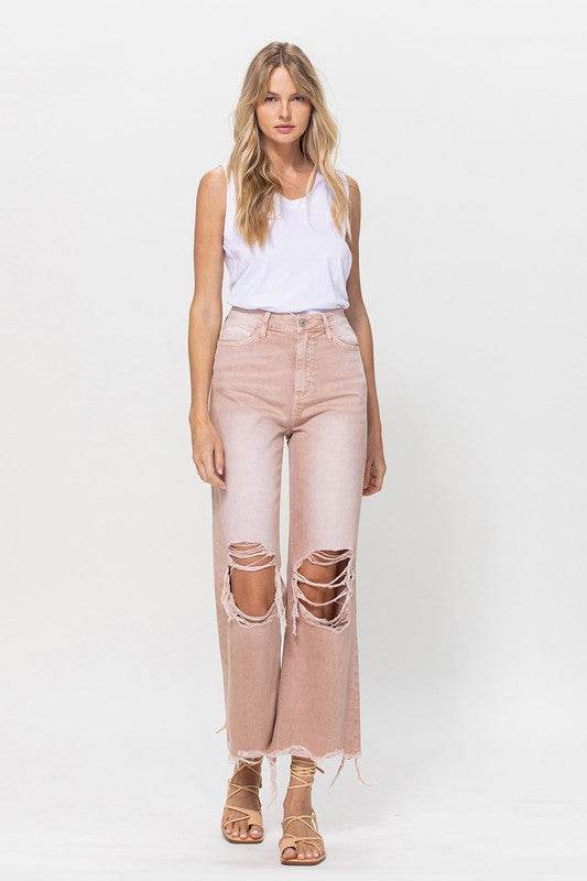 VERVET 90's Vintage Crop Flare Denim Jeans - Rosa Apparel