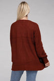 Zenana Low Gauge Waffle Open Cardigan Sweater - Rosa Apparel