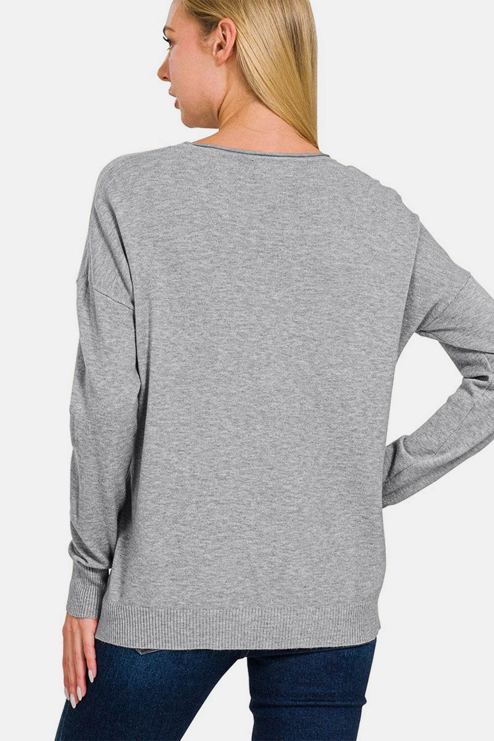 Zenana Front Seam Round Neck Sweater - Rosa Apparel