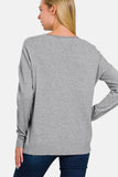 Zenana Front Seam Round Neck Sweater - Rosa Apparel