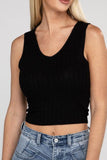 Zenana Casual Ribbed Scoop Neck Cropped Sleeveless Top - Rosa Apparel