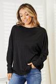 Double Take Seam Detail Round Neck Long Sleeve Top - Rosa Apparel
