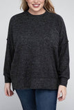 Zenana Plus Brushed Melange Drop Shoulder Sweater - Rosa Apparel